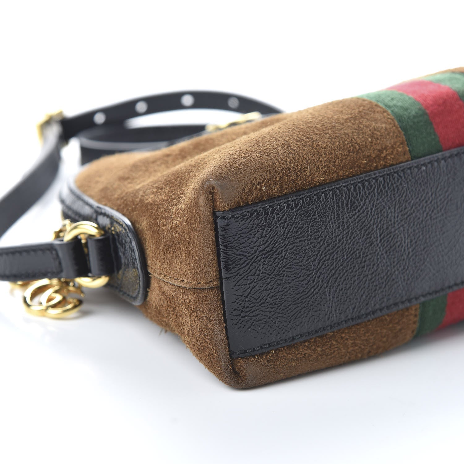 Gucci Suede Patent Web Small Ophidia Dome Shoulder Bag Nocciola Black 6 of 10