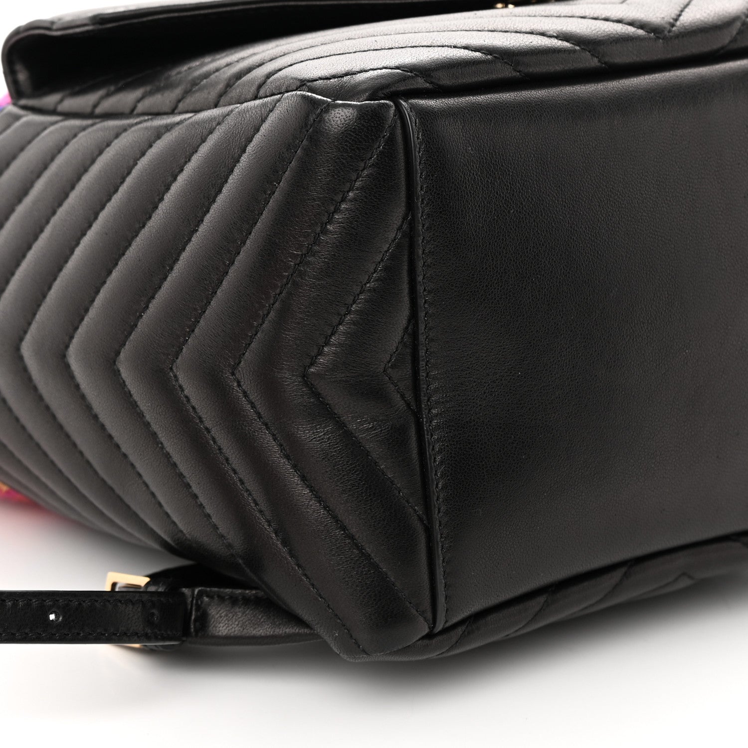 Saint Laurent Tweed Lambskin Matelasse Monogram Joe Backpack Black Rosso Multicolor 9 of 10