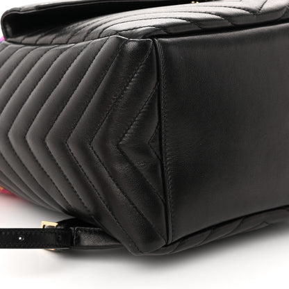 Saint Laurent Tweed Lambskin Matelasse Monogram Joe Backpack Black Rosso Multicolor 9 of 10