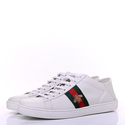 Gucci Calfskin Web Bee Embroidered Womens Ace Sneakers 39.5 White Green 3 of 13