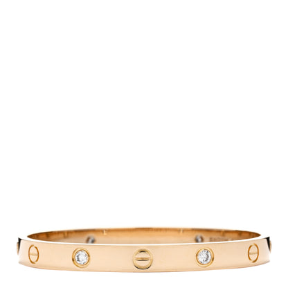 Cartier 18K Yellow Gold 4 Diamond LOVE Bracelet 16 2 of 5
