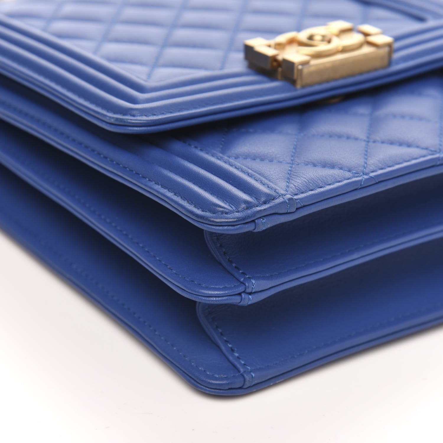 Chanel Calfskin Quilted North South Boy Flap Blue 9 of 10