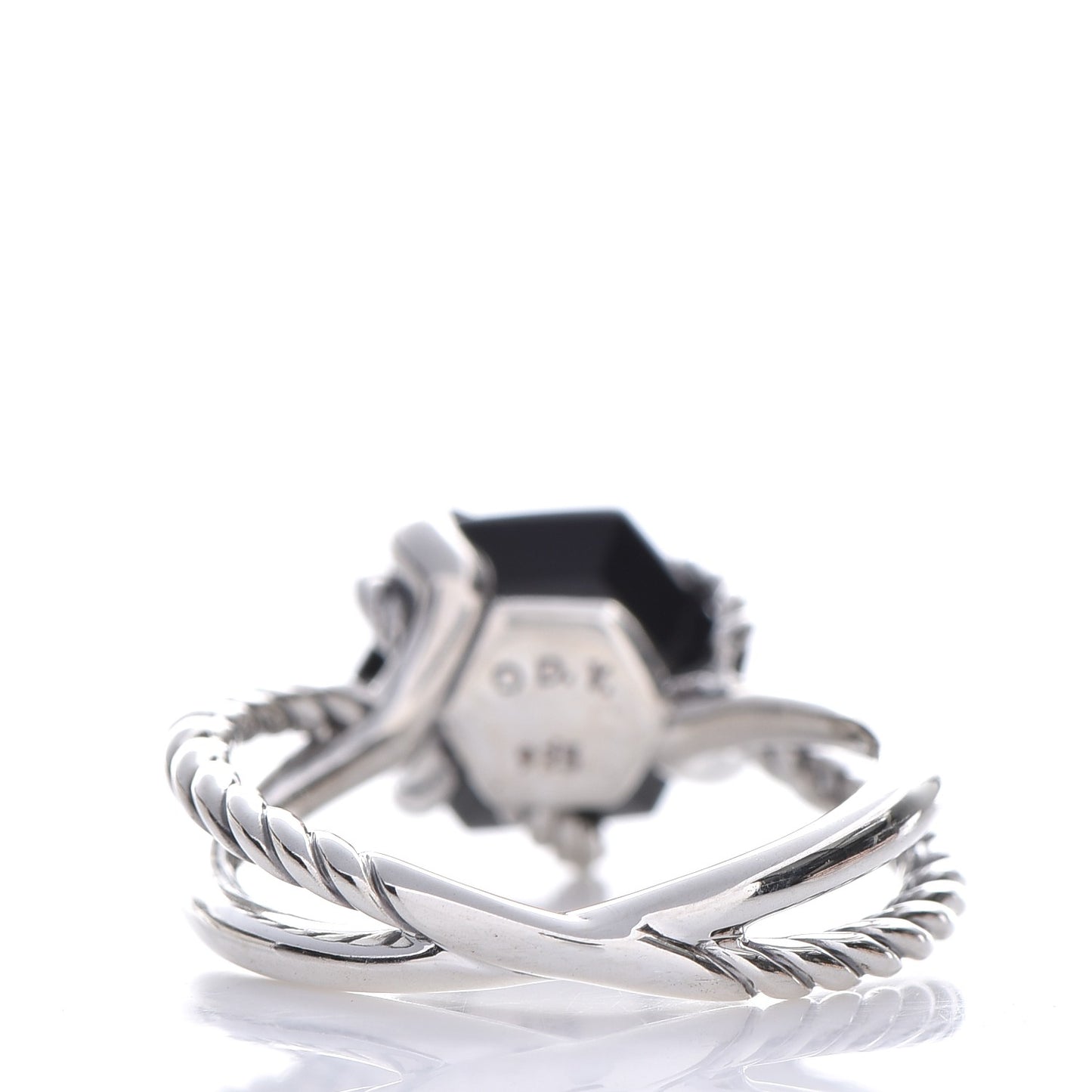 Sterling Silver Diamond Black Onyx 10mm Cable Wrap Ring 52 6