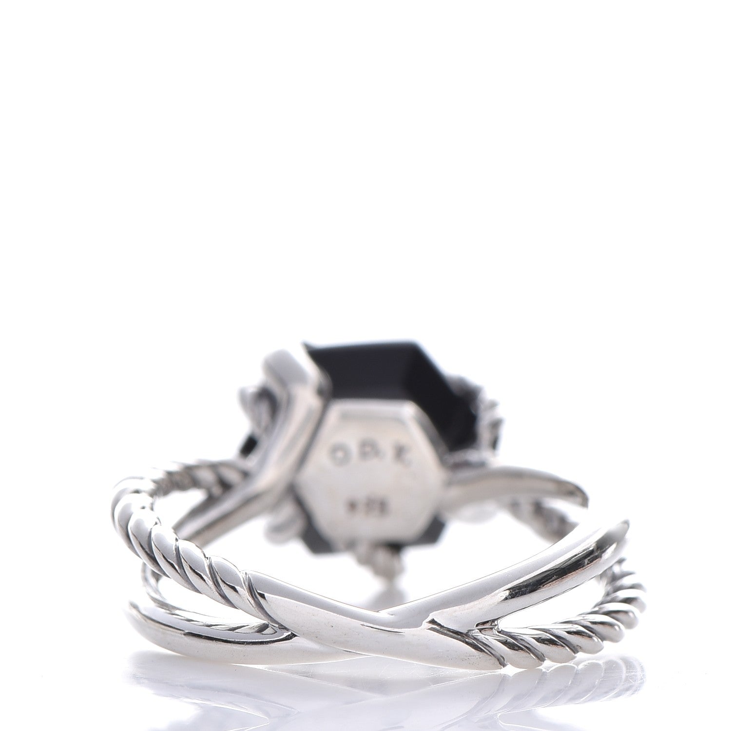 David Yurman Sterling Silver Diamond Black Onyx 10mm Cable Wrap Ring 52 6 3 of 4