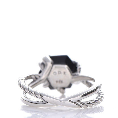 David Yurman Sterling Silver Diamond Black Onyx 10mm Cable Wrap Ring 52 6 3 of 4