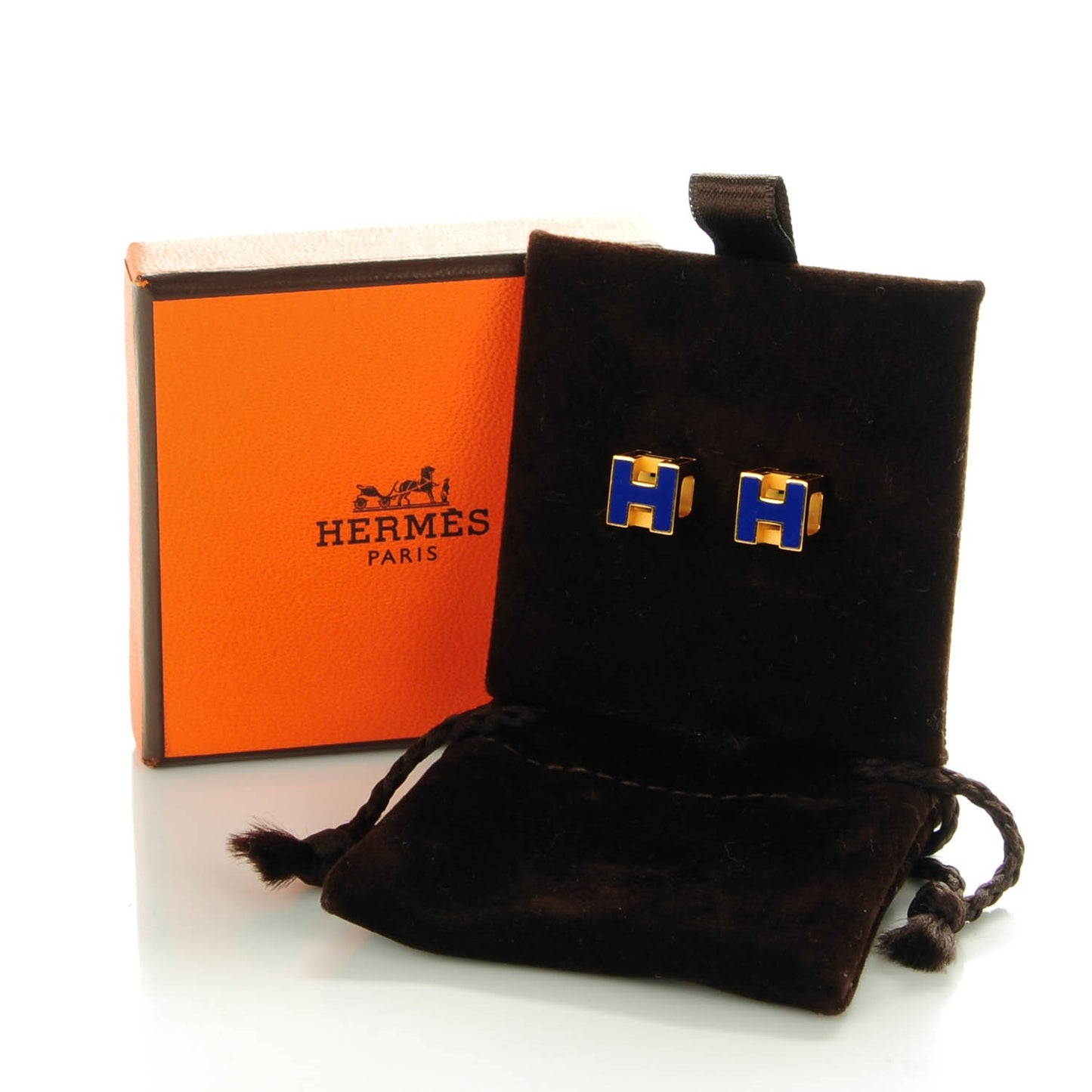 Gold Lacquered Cage d'H Earrings Marine