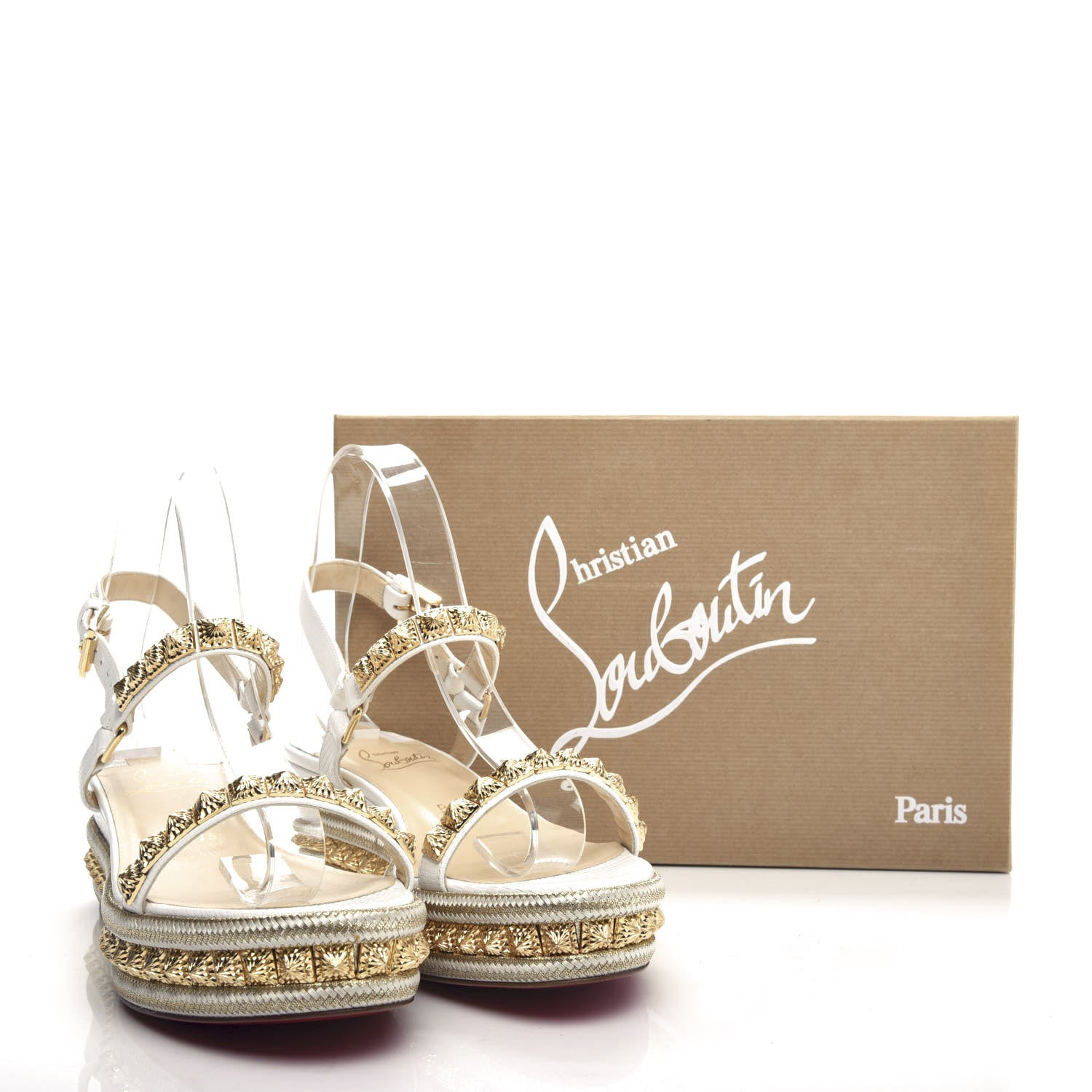 Christian Louboutin Calfskin Zarli Pyraclou 60 Platform Sandals 39 White 9 of 9