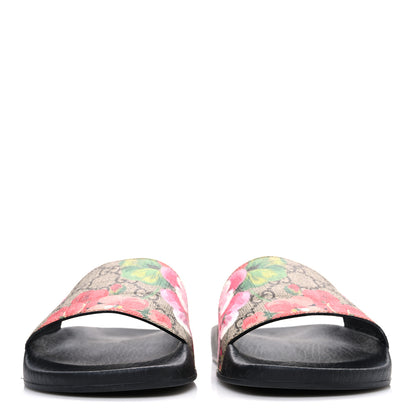 Gucci GG Supreme Monogram Blooms Slide Sandals 38 Beige Multicolor 3 of 11