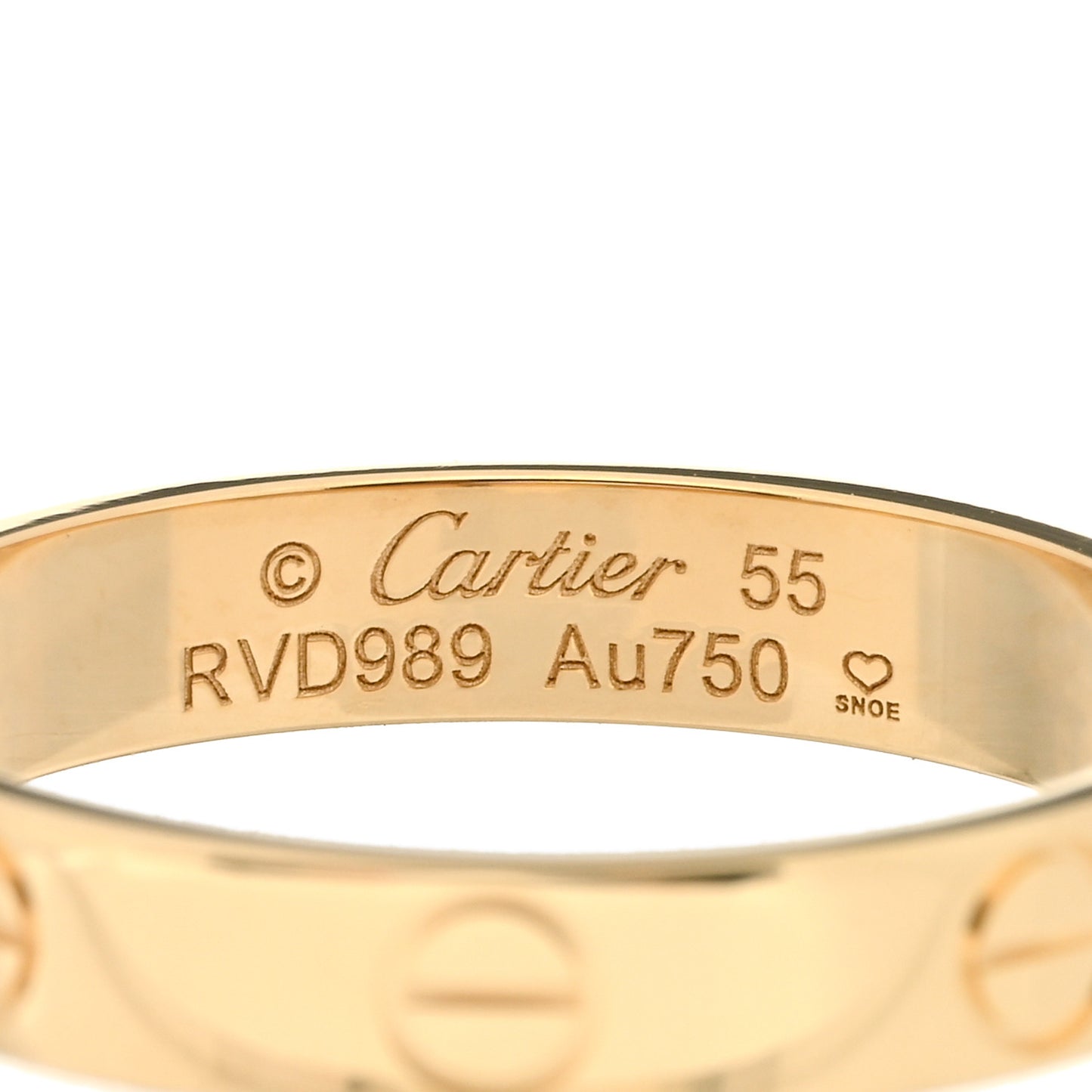 18K Yellow Gold 3.5mm LOVE Wedding Band Ring 55 7.25