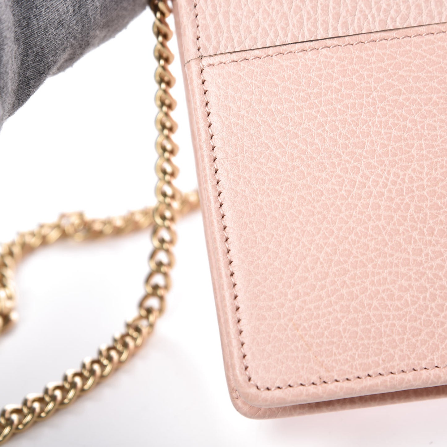 Dollar Calfskin Mini GG Marmont Chain Wallet Perfect Pink