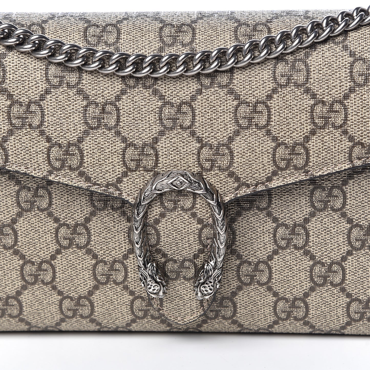 GG Supreme Monogram Mini Dionysus Chain Wallet Beige Taupe