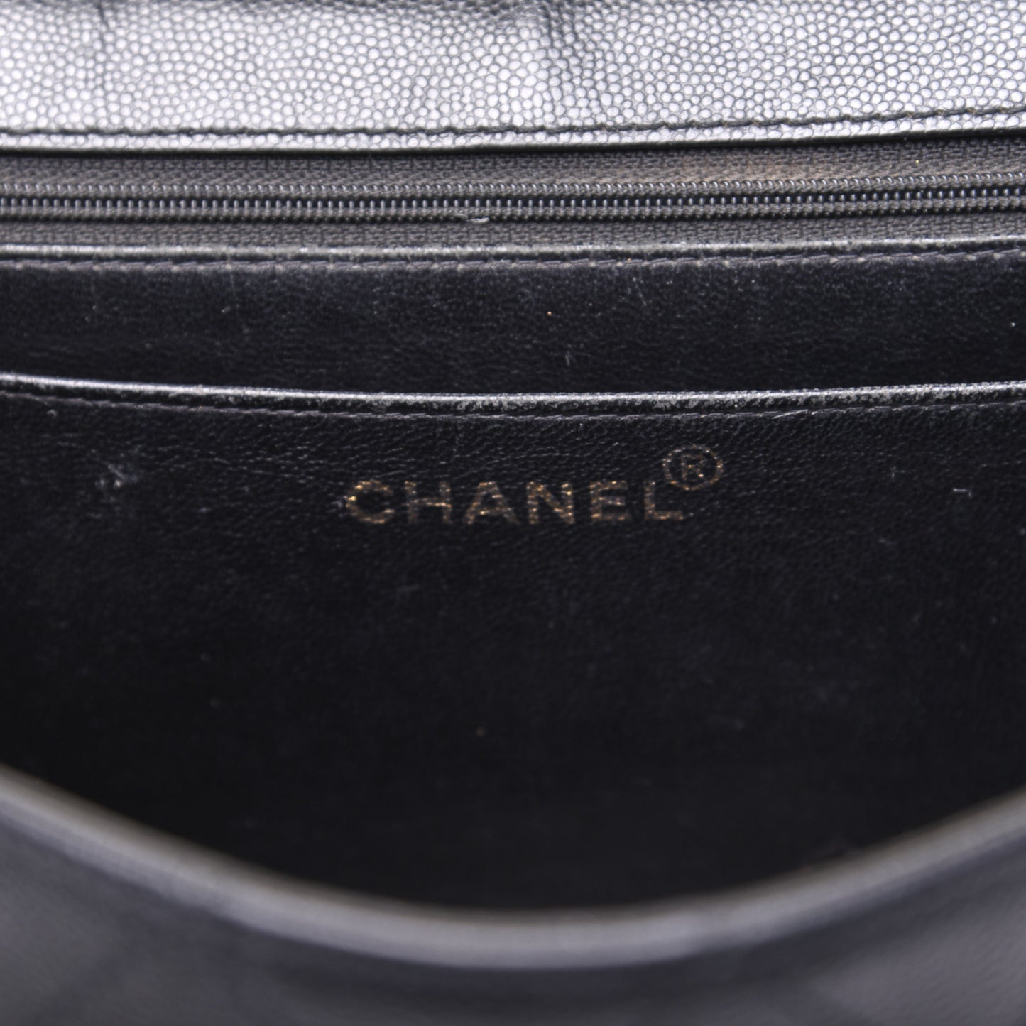 Caviar Diamond Stitched Flap Shoulder Bag Black