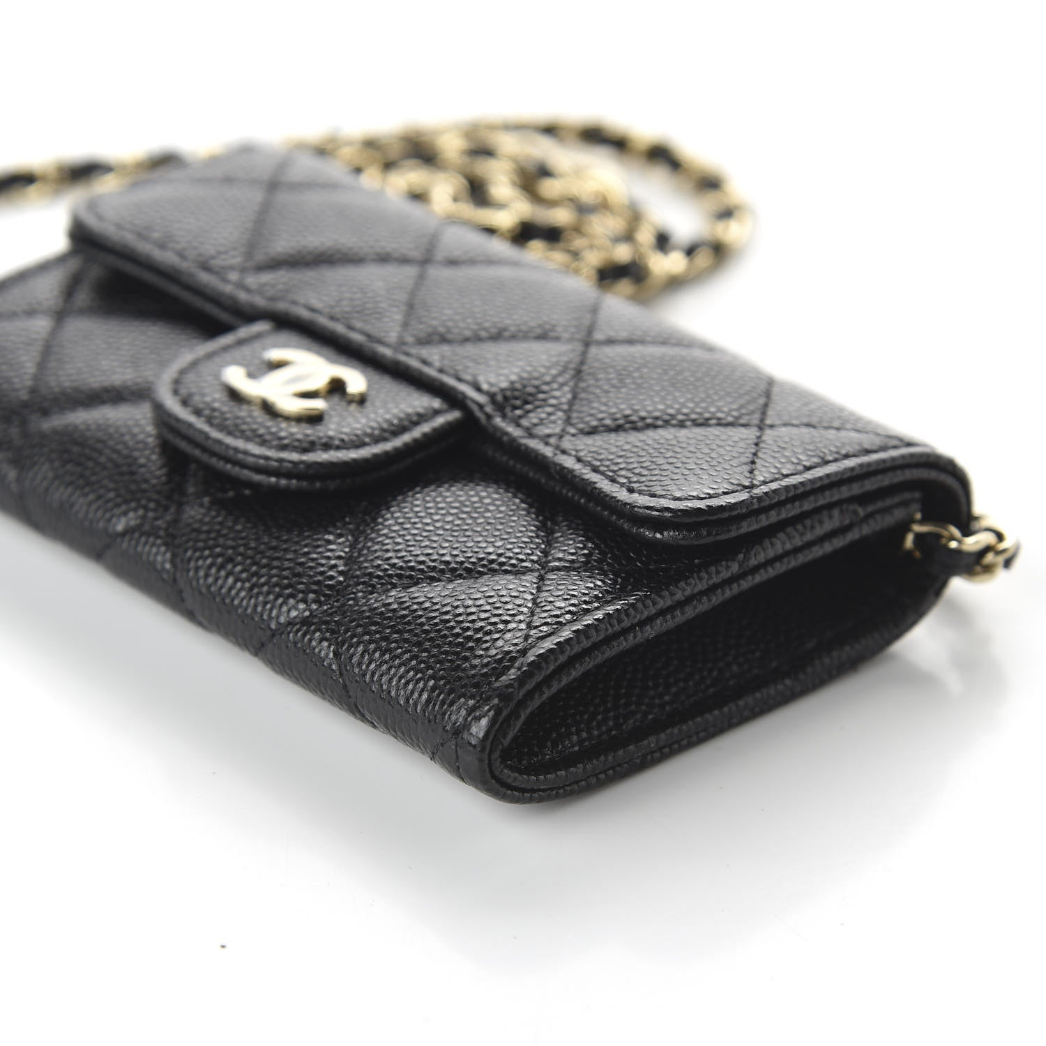 Chanel Caviar Quilted Flap Card Holder On Chain Black 7 of 12