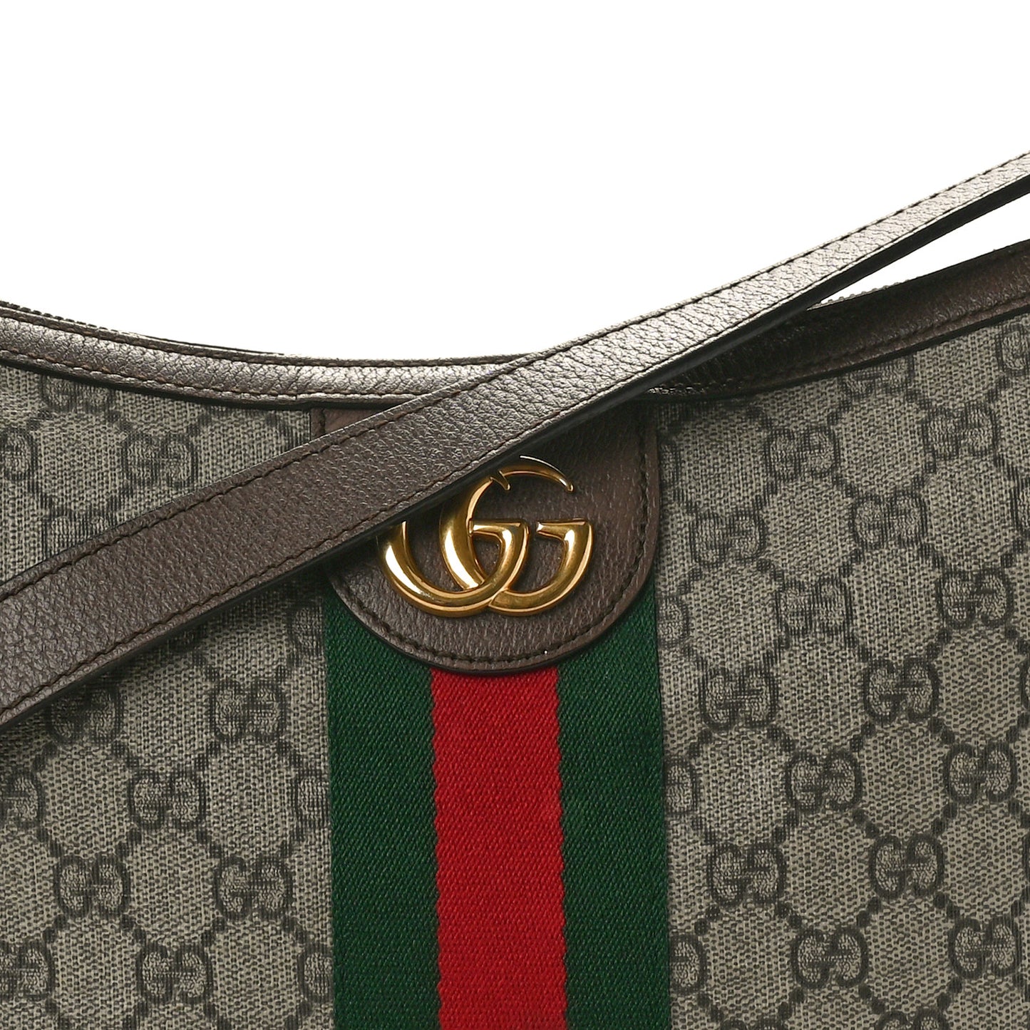 GG Supreme Monogram Web Small Ophidia Half Moon Hobo Brown