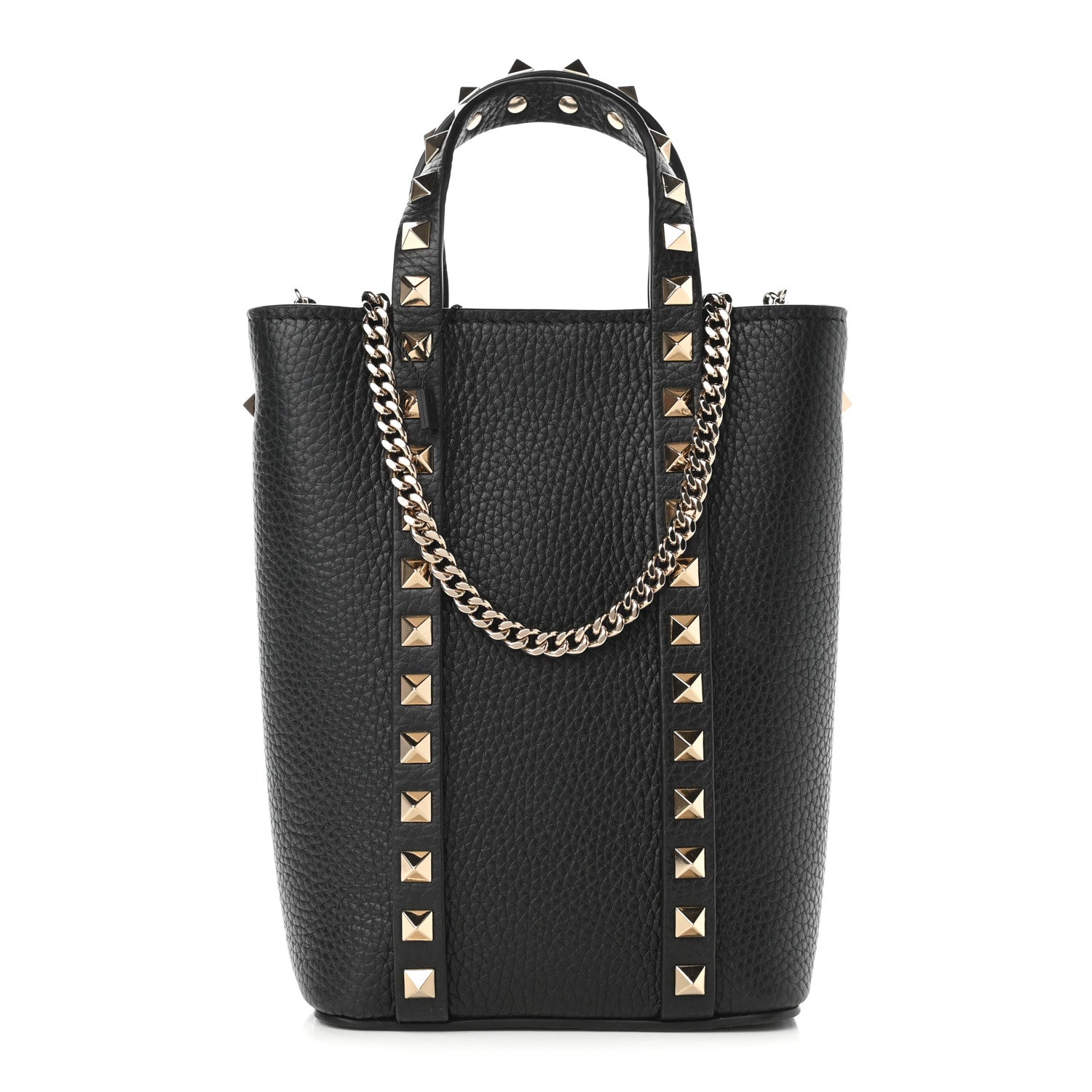Valentino Garavani Pebbled Calfskin Rockstud North-South Crossbody Bag Black 1 of 9