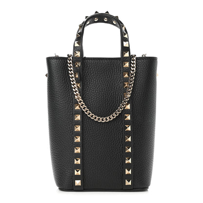 Valentino Garavani Pebbled Calfskin Rockstud North-South Crossbody Bag Black 1 of 9