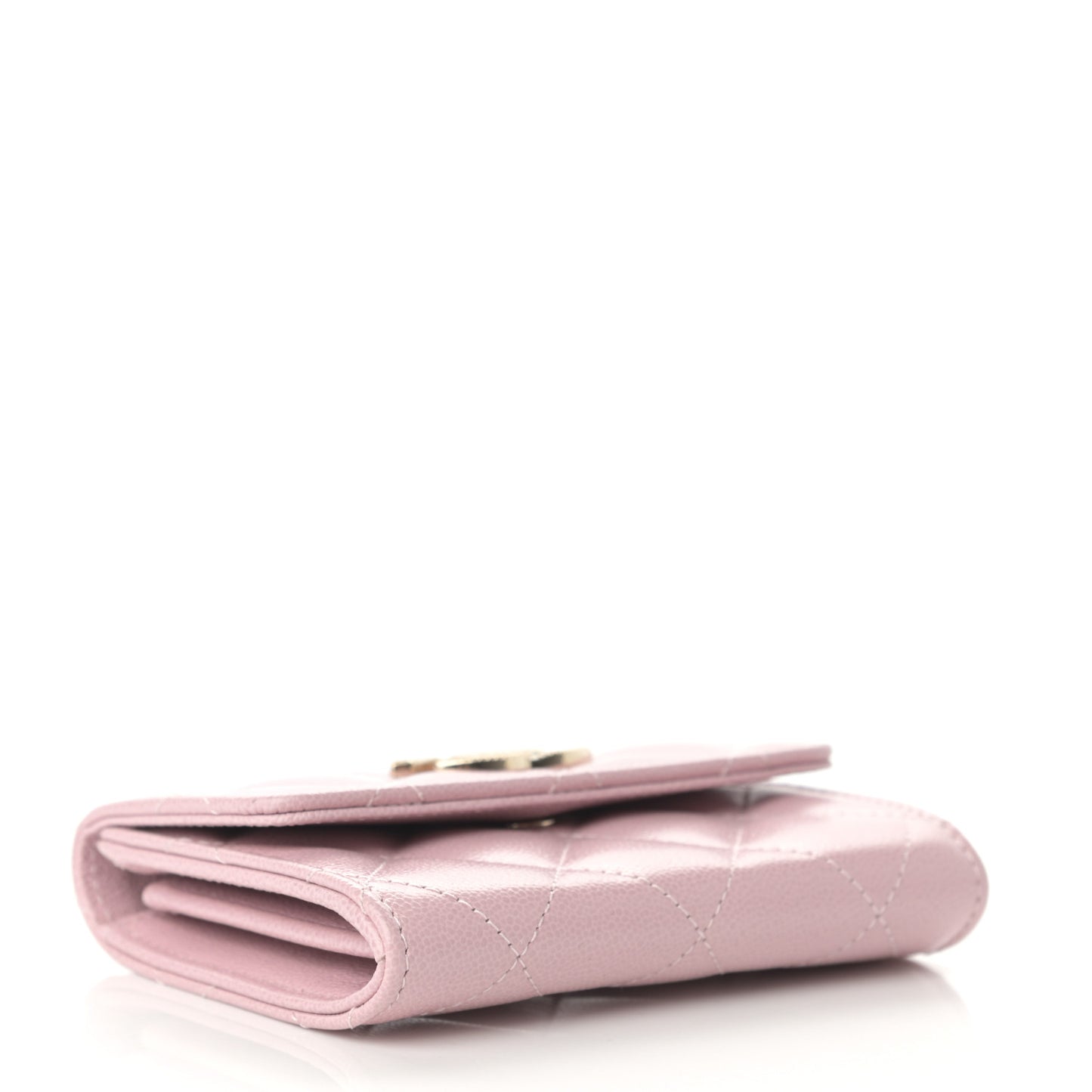 Caviar Quilted Studded CC Flap Card Holder Light Pink