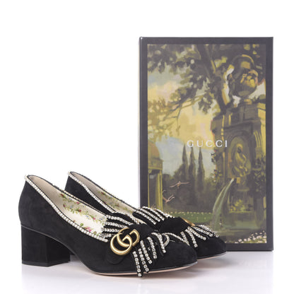 Gucci Kid Scamosciato Crystal GG Marmont Fringe 50mm Loafer Pumps 40.5 Black 12 of 12