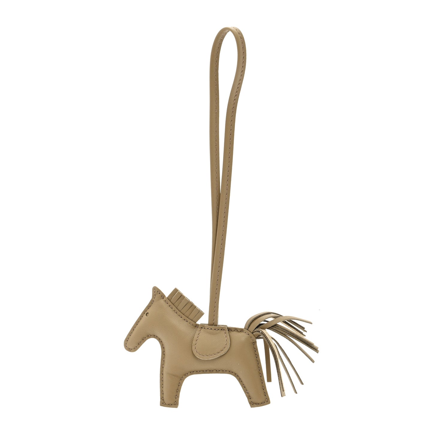 Milo Lambskin Grigri Rodeo Horse Bag Charm PM Beige Marfa