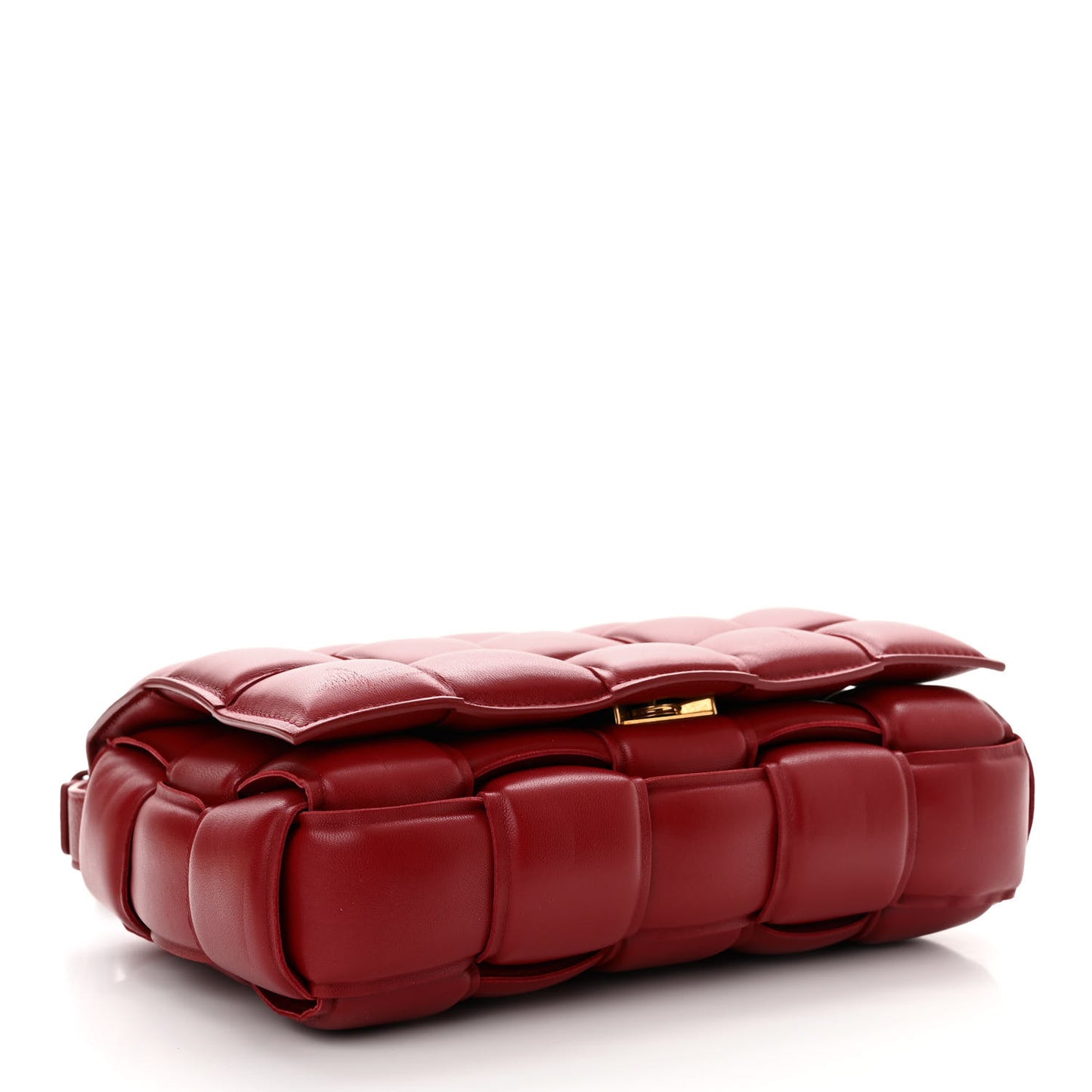 Nappa Maxi Intreccio Padded Cassette Crossbody Bag Dark Red