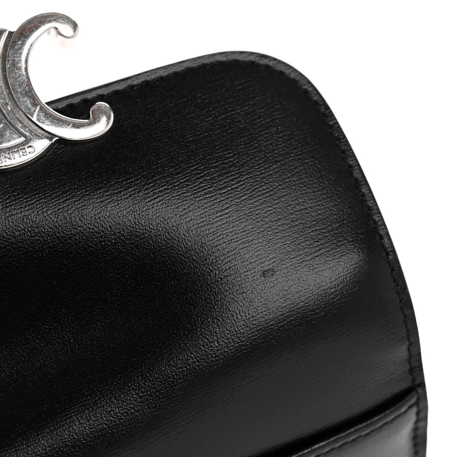 Celine Shiny Calfskin Triomphe Flap Card Holder Black 18 of 19