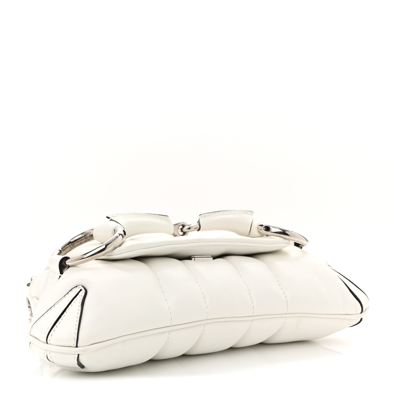 Gucci Nappa Vertical Matelasse Small Maxi Horsebit Chain Shoulder Bag Great White 4 of 12