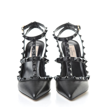 Valentino Garavani Calfskin Nappa Monochrome Rockstud Ankle Strap 100mm Pumps 36 Black 2 of 8