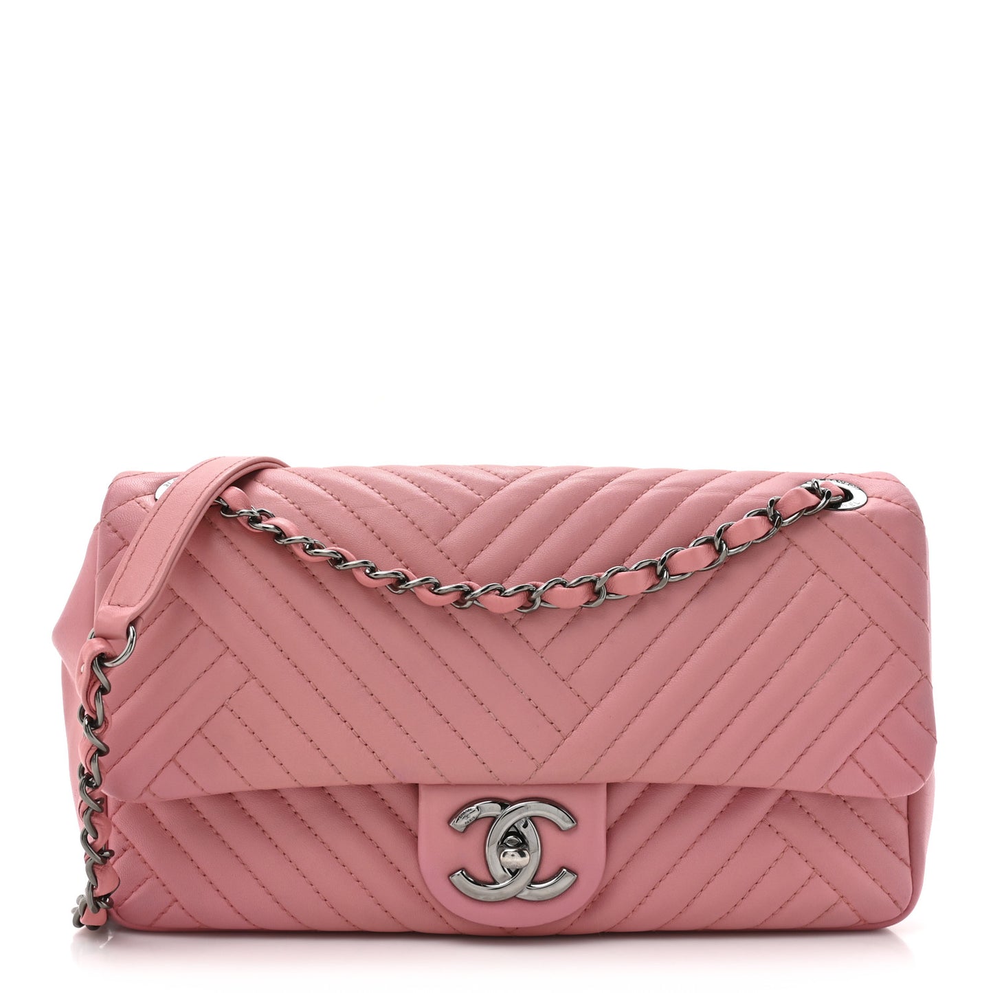 Lambskin Quilted Medium CC Crossing Flap Pink