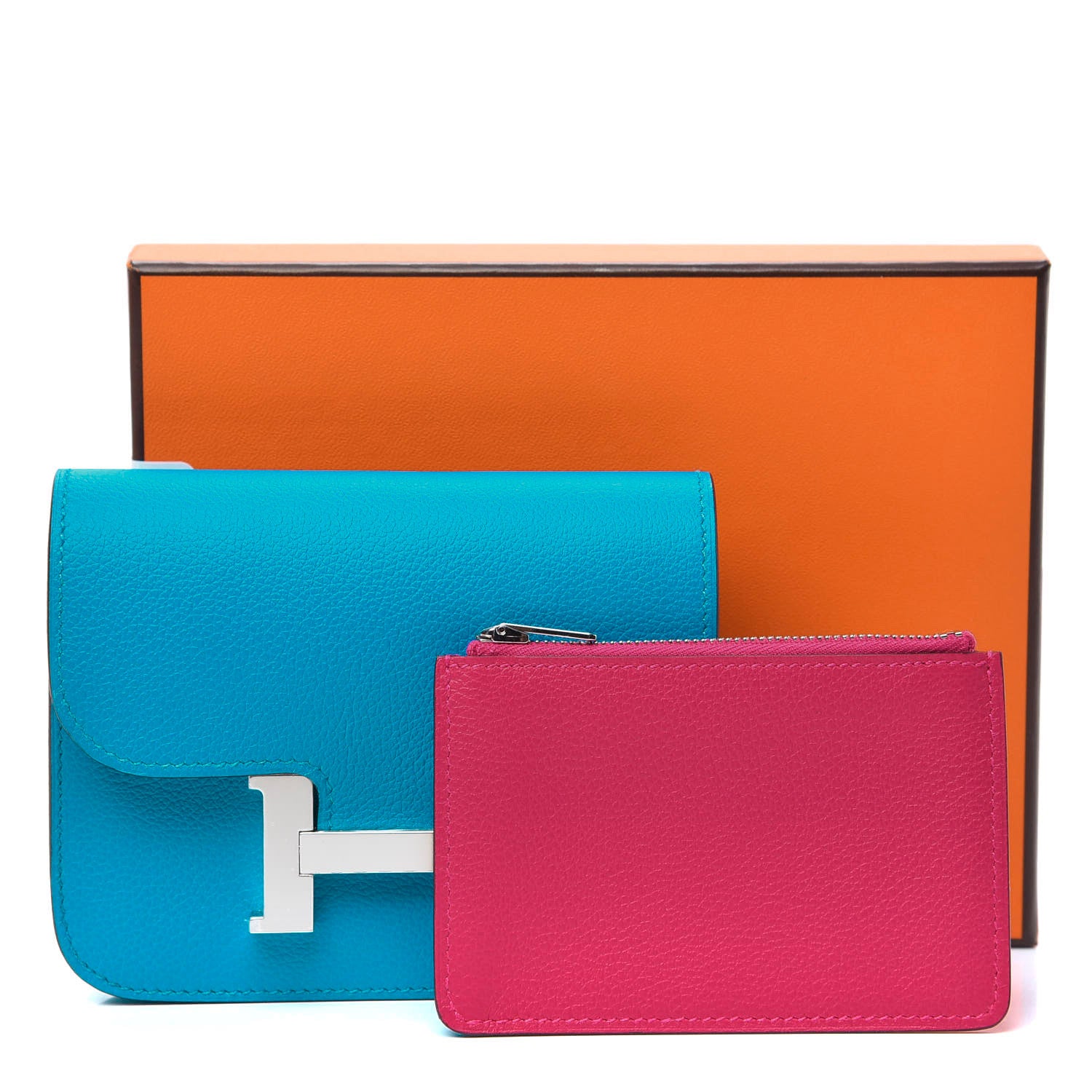 Hermes Evercolor Bi-Color Constance Slim Wallet Bleu Frida Rose Mexico 9 of 9
