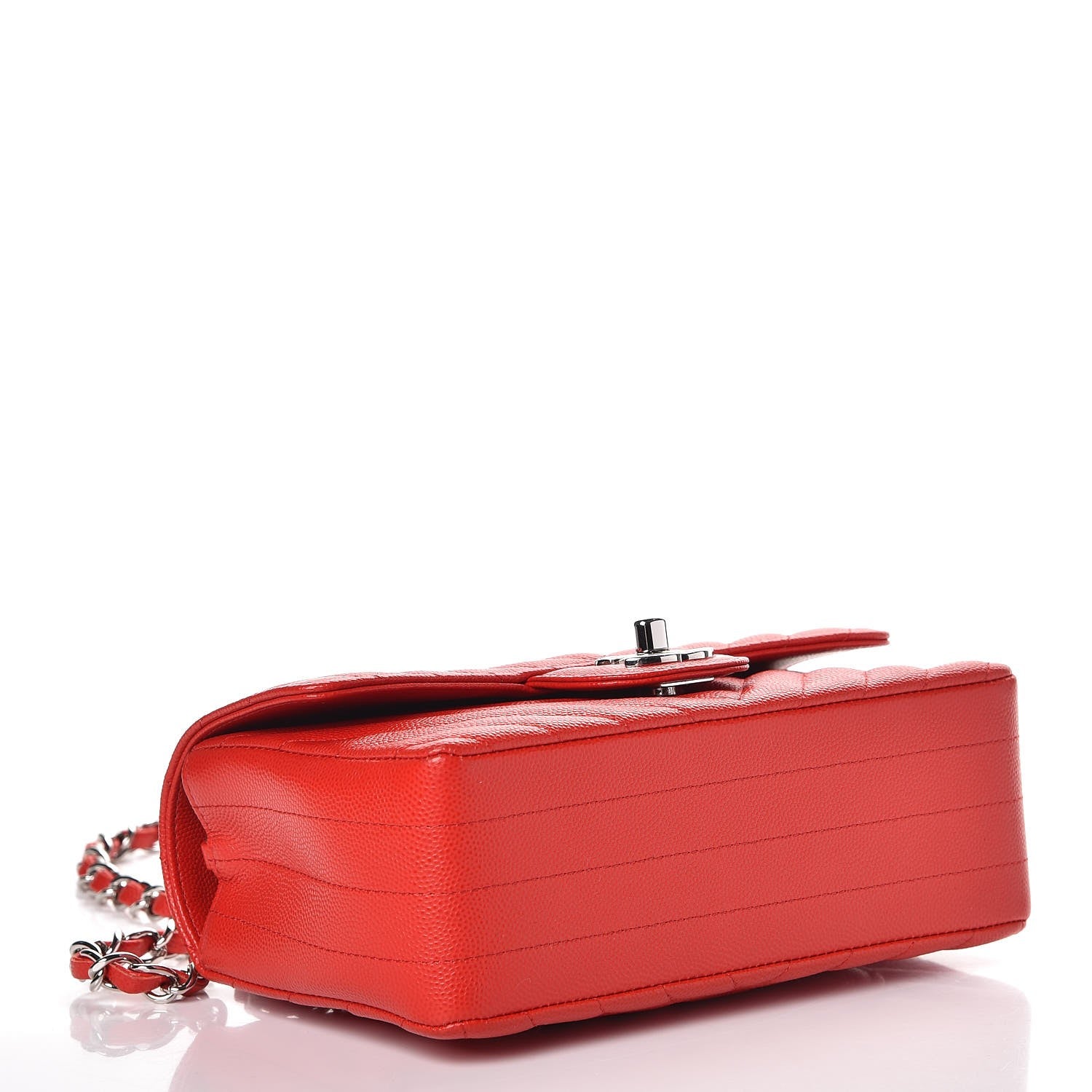 Chanel Caviar Chevron Quilted Mini Rectangular Flap Red 4 of 12