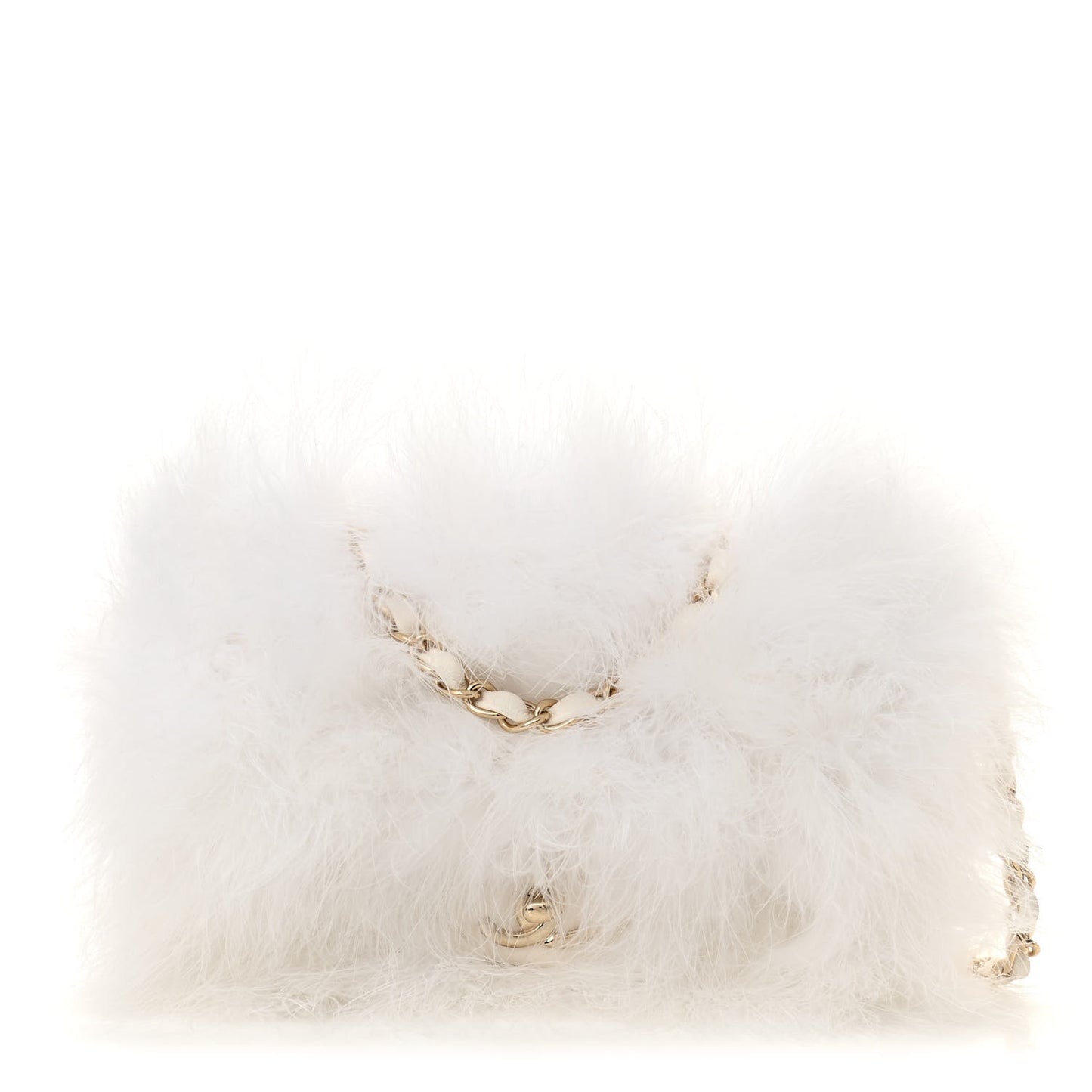 Feathers Lambskin Quilted Flap White