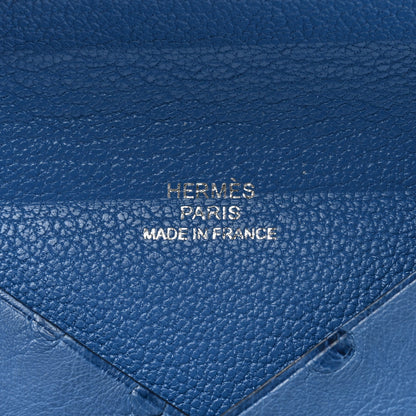 Hermes Ostrich Calvi Card Case Cobalt 7 of 8