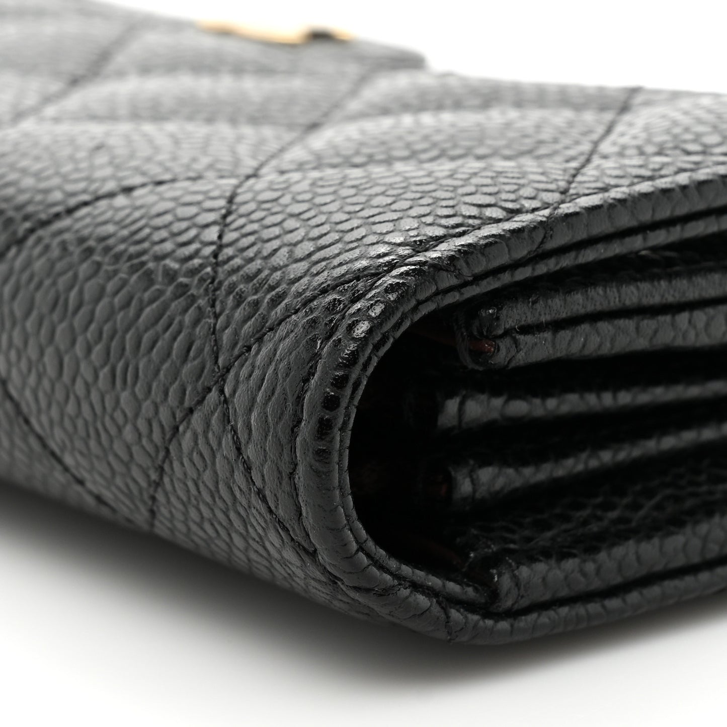 Caviar Quilted Large Flap Wallet Black