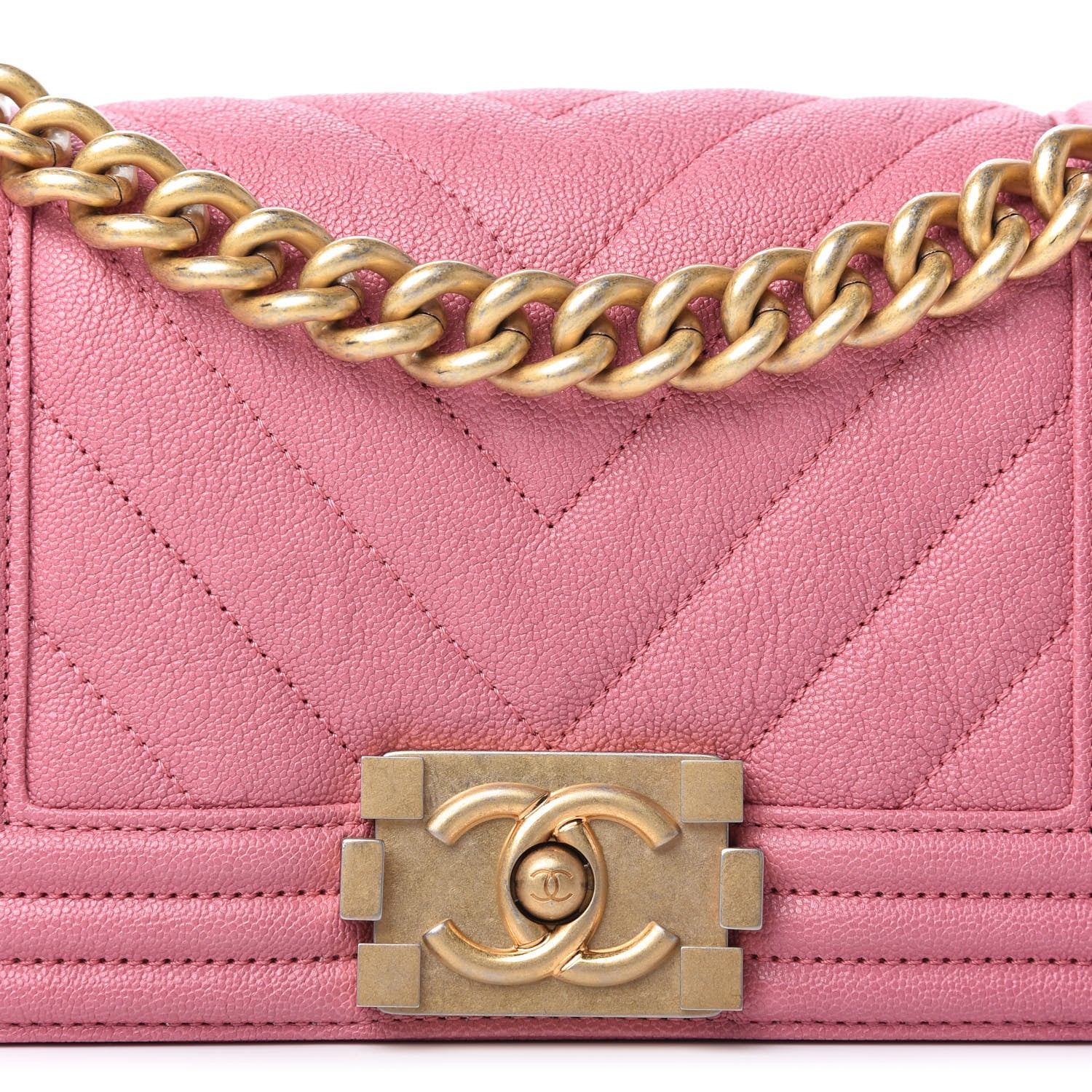 Chanel Caviar Chevron Quilted Small Boy Flap Dark Pink 10 of 10