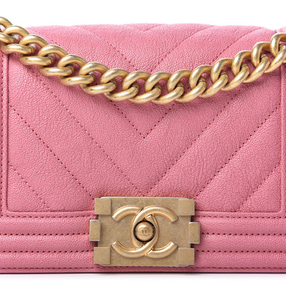 Chanel Caviar Chevron Quilted Small Boy Flap Dark Pink 10 of 10