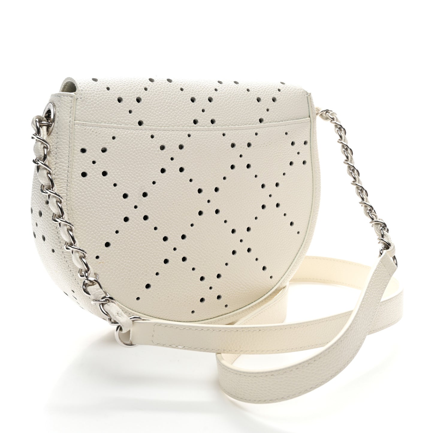 Caviar Perforated Messenger Bag White