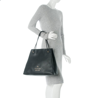 Gucci Calfskin Large Gifford Braided Handle Tote Black 2 of 7