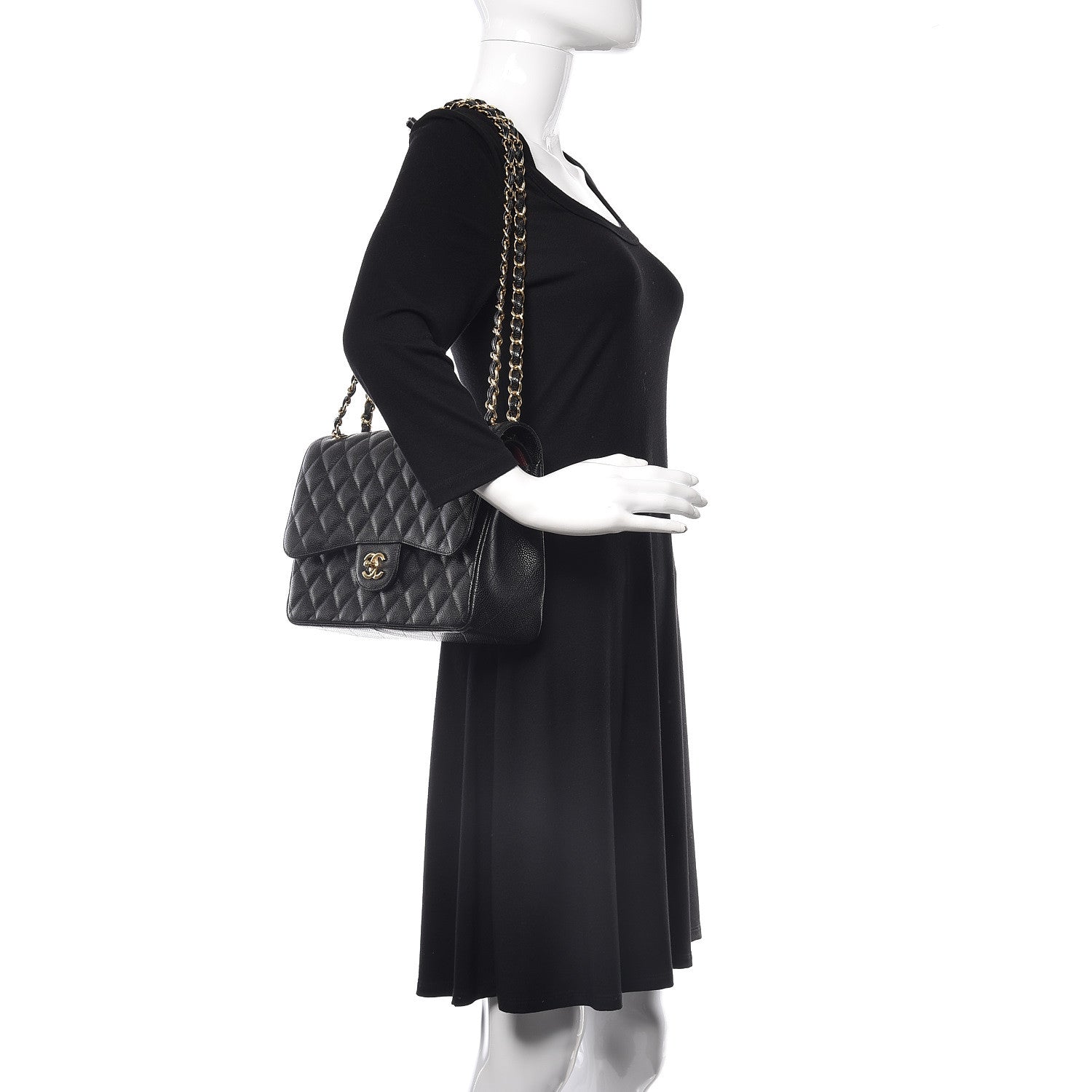 Chanel Caviar Quilted Jumbo Double Flap Black 2 of 12
