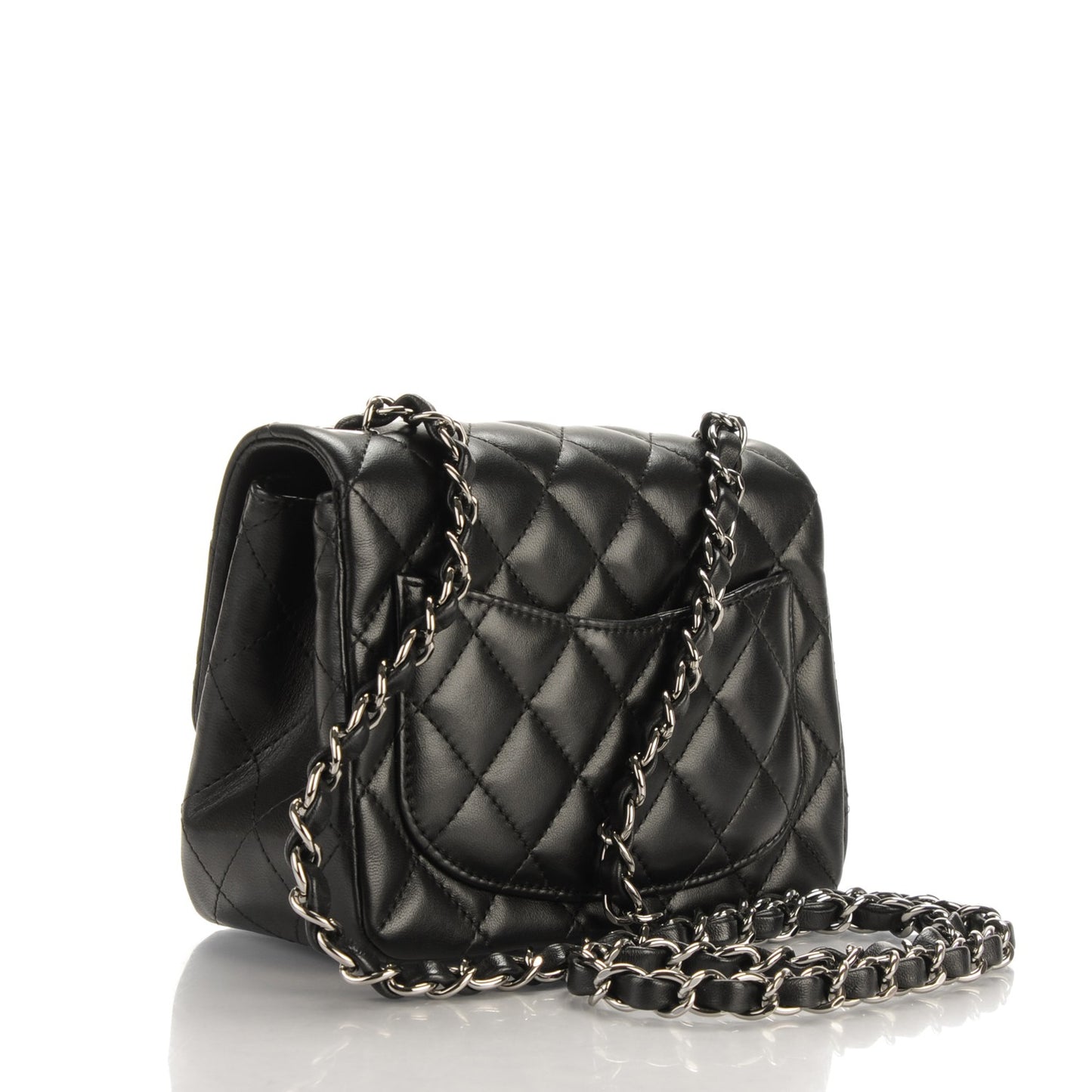 Lambskin Quilted Mini Square Flap Black