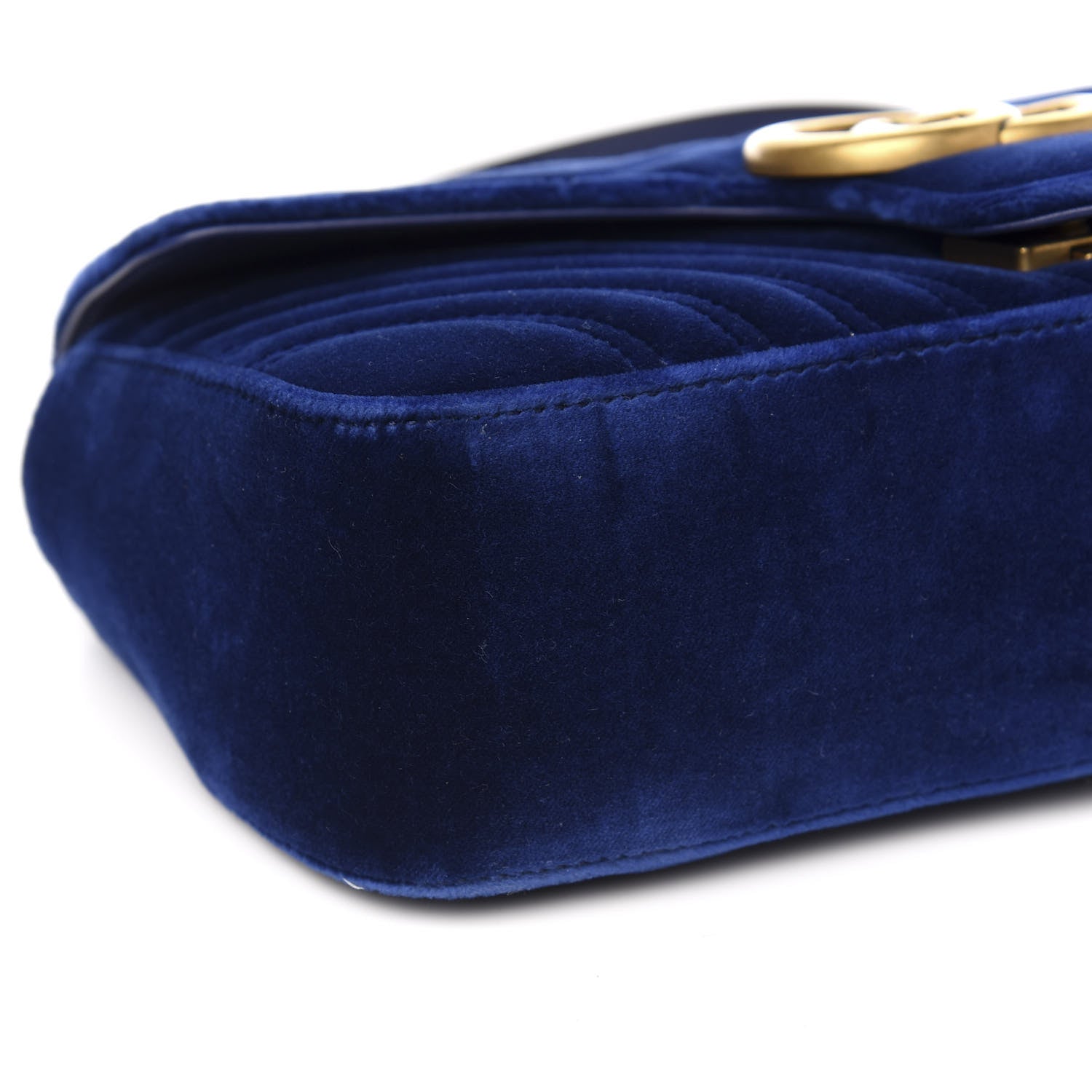 Gucci Velvet Matelasse Small GG Marmont Shoulder Bag Cobalt Blue 8 of 9