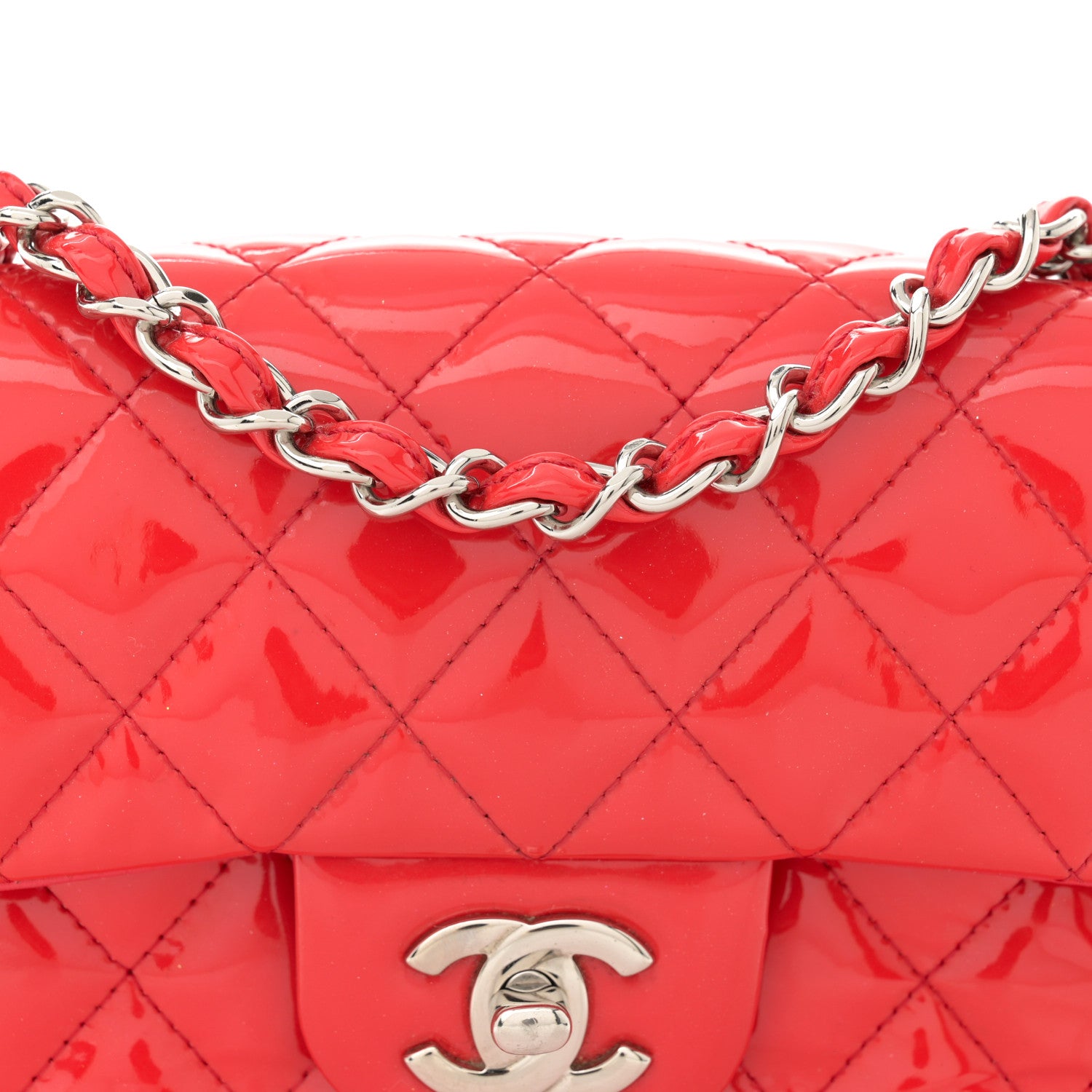 Chanel Patent Calfskin Quilted Mini Rectangular Flap Red 8 of 12