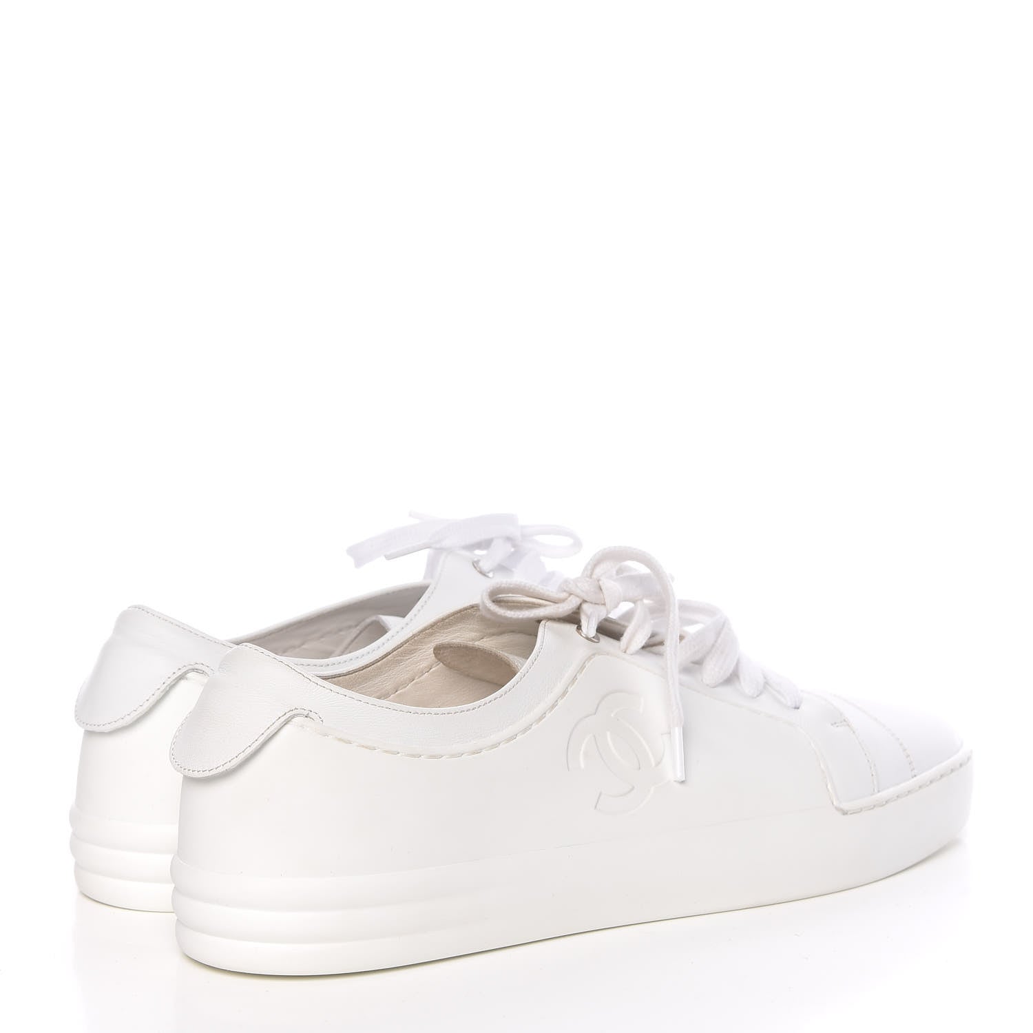 Chanel Calfskin Gum Womens CC Sneakers 40.5 White 4 of 12