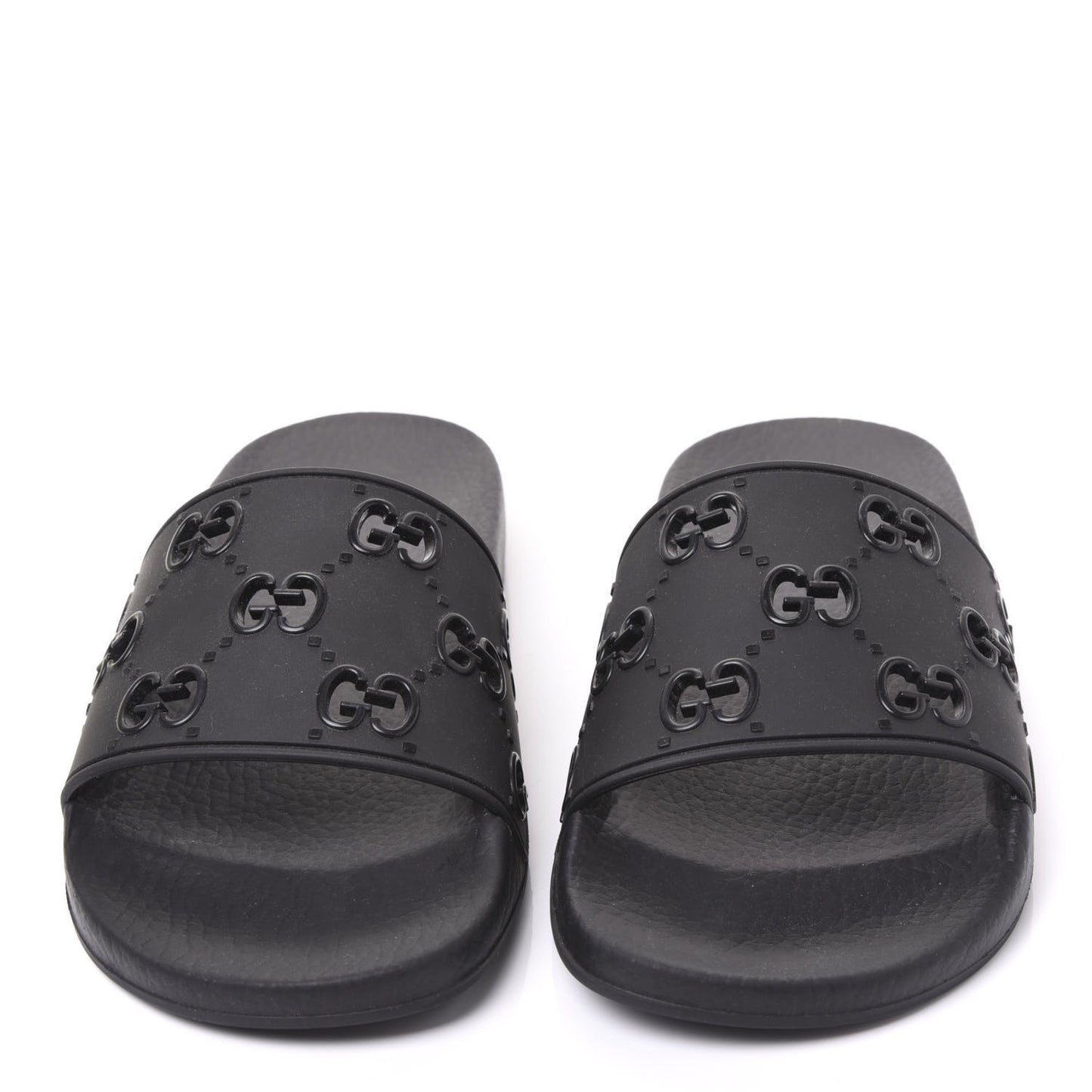 Rubber GG Monogram Perforated Womens Slide Sandals 38 Black