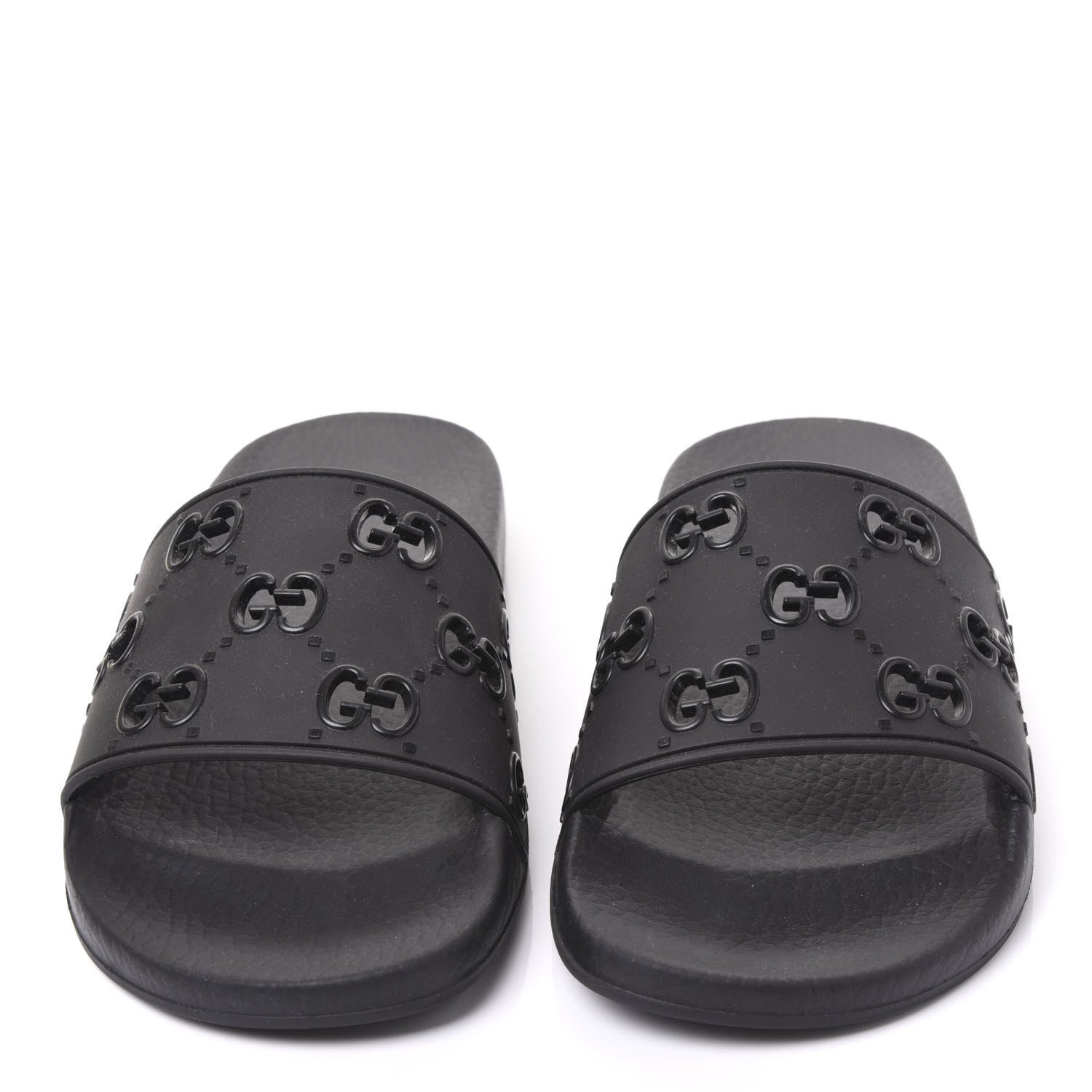 Gucci Rubber GG Monogram Perforated Womens Slide Sandals 38 Black 3 of 7