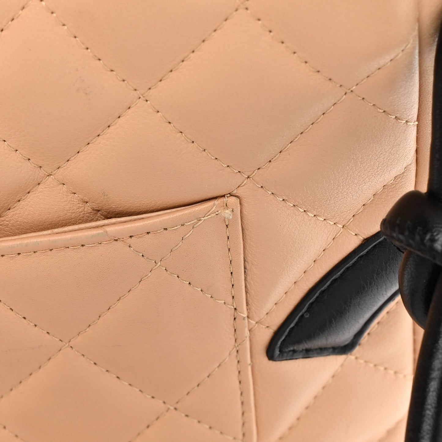 Calfskin Quilted Medium Cambon Messenger Beige Black