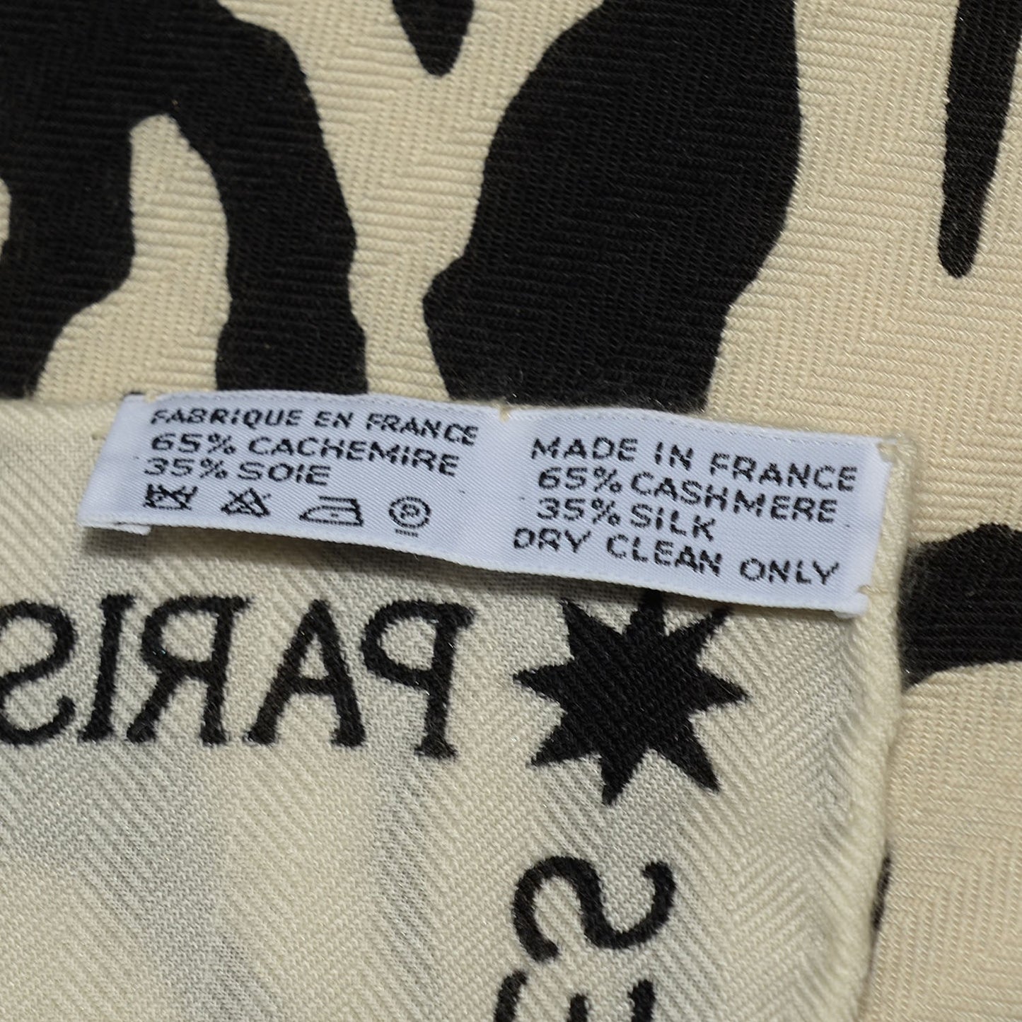 Cashmere Silk Zebra Pegasus Shawl 140 White Black Naturel