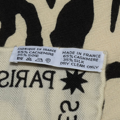Hermes Cashmere Silk Zebra Pegasus Shawl 140 White Black Naturel 6 of 6