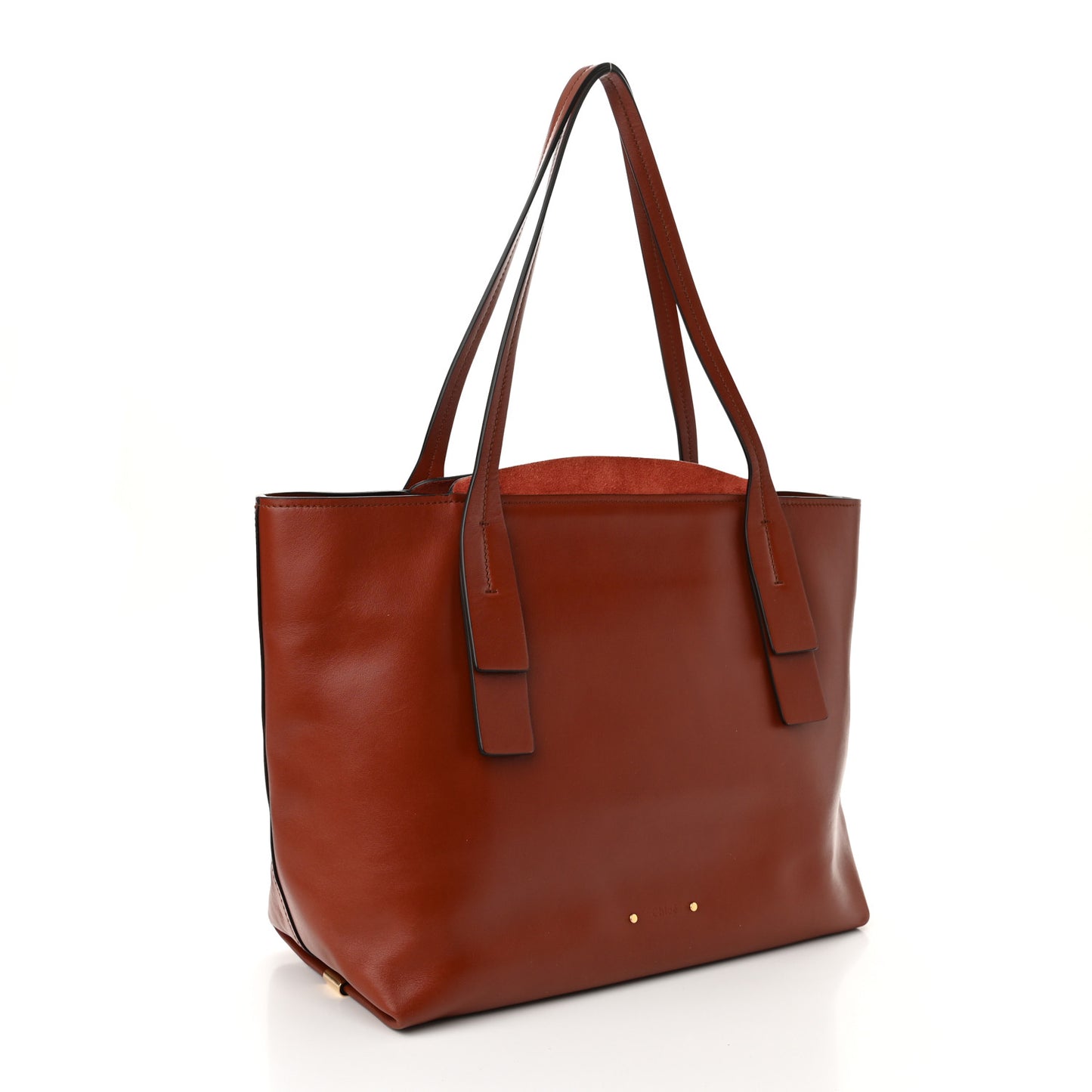 Shiny Calfskin Suede Medium C Zipped Tote Brown