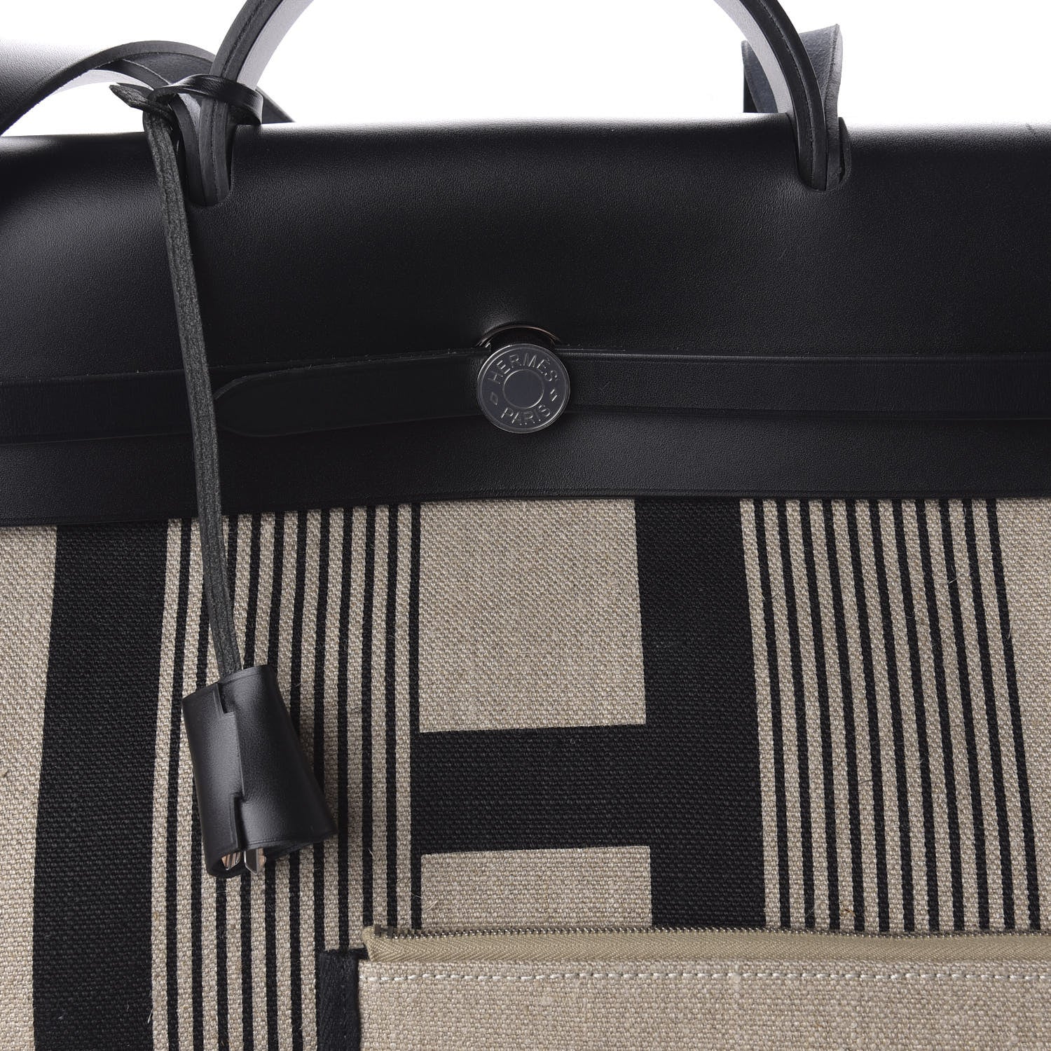 Hermes Vache Hunter Toile H Vibration Herbag Zip 39 MM Ecru Black White 9 of 10