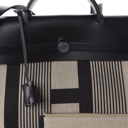 Hermes Vache Hunter Toile H Vibration Herbag Zip 39 MM Ecru Black White 9 of 10
